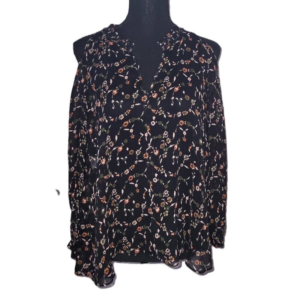 Derek Lam Long Sleeve-Open Shoulder Semi Sheer Silk Blouse - 6